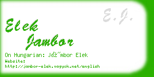 elek jambor business card